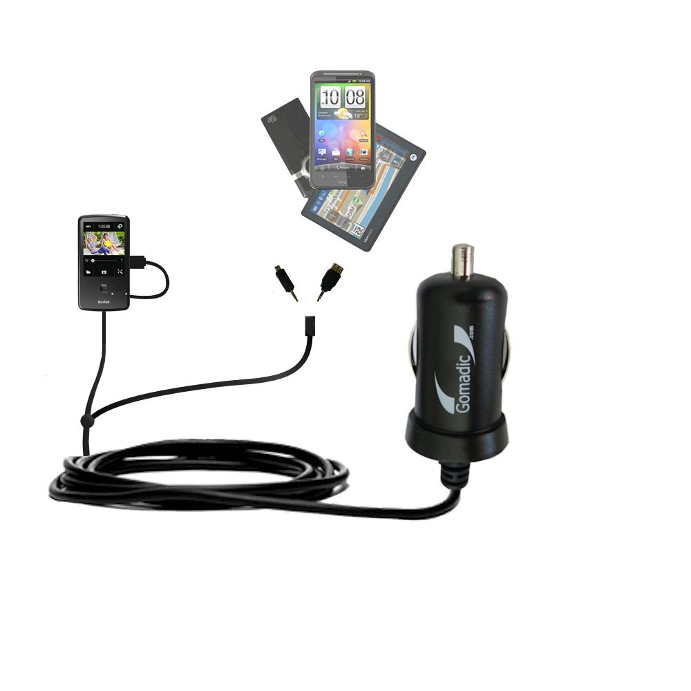 mini Double Car Charger with tips including compatible with the Kodak Playtouch Zi10
