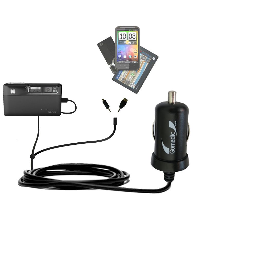 mini Double Car Charger with tips including compatible with the Kodak SLICE touchscreen