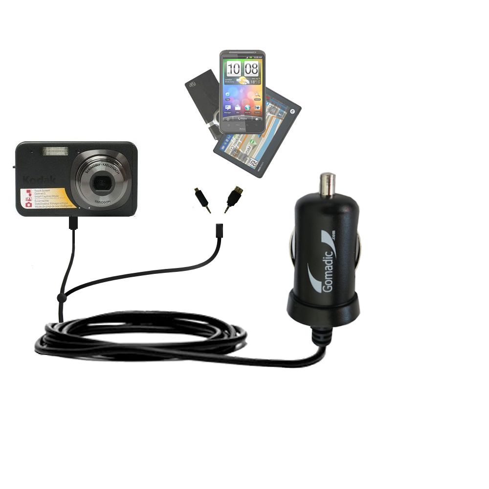 mini Double Car Charger with tips including compatible with the Kodak V1073