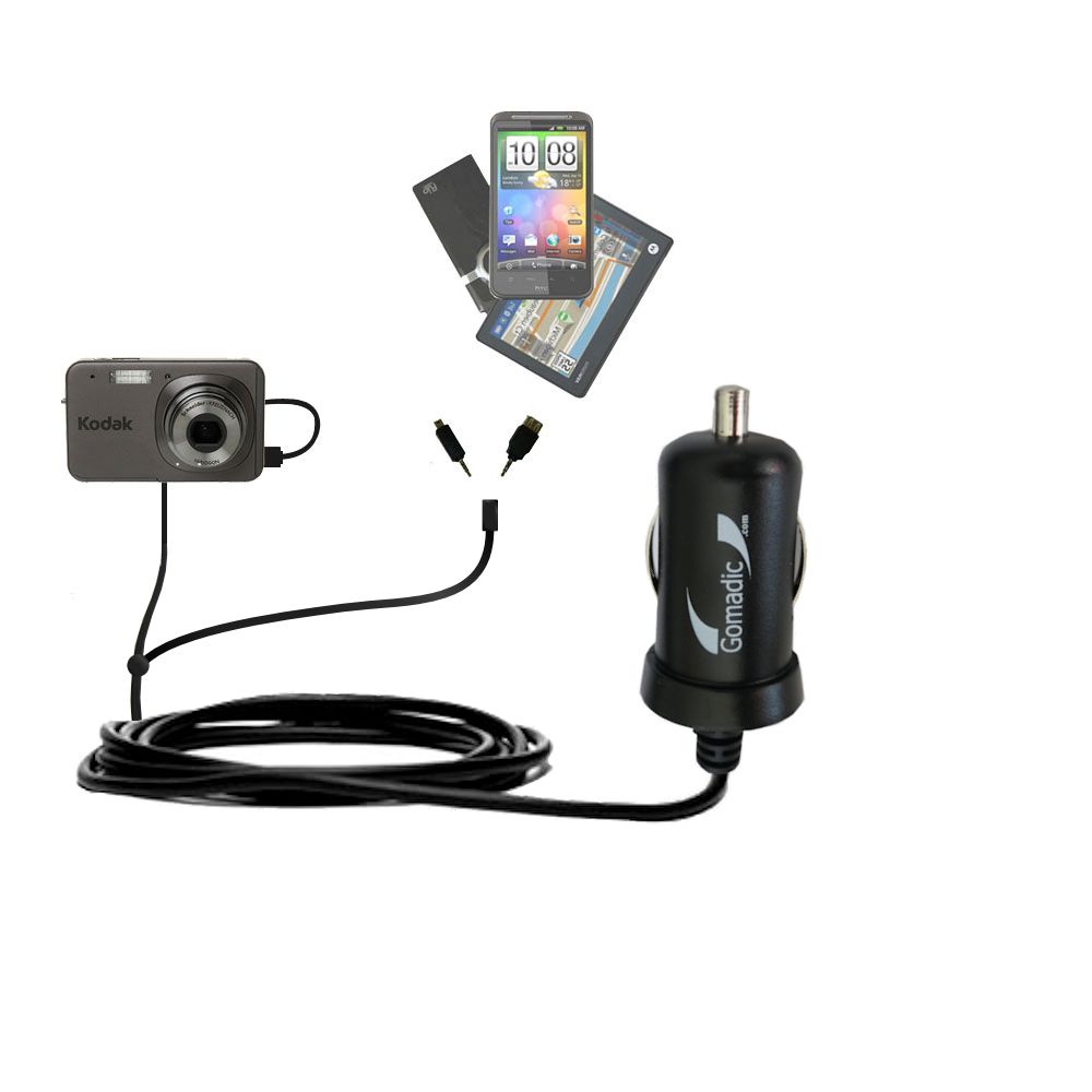 mini Double Car Charger with tips including compatible with the Kodak V1273