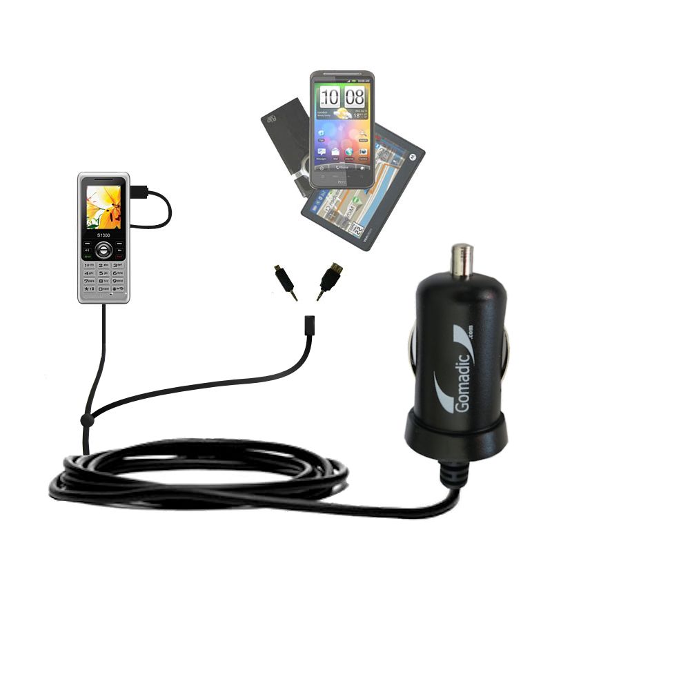 mini Double Car Charger with tips including compatible with the Kyocera  Melo S1300