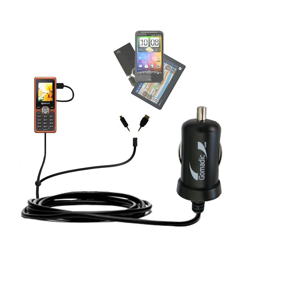 mini Double Car Charger with tips including compatible with the Kyocera Domino S1310