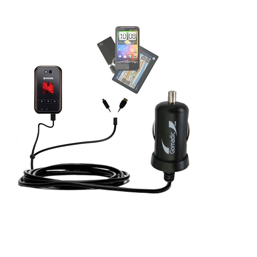 mini Double Car Charger with tips including compatible with the Kyocera E2000