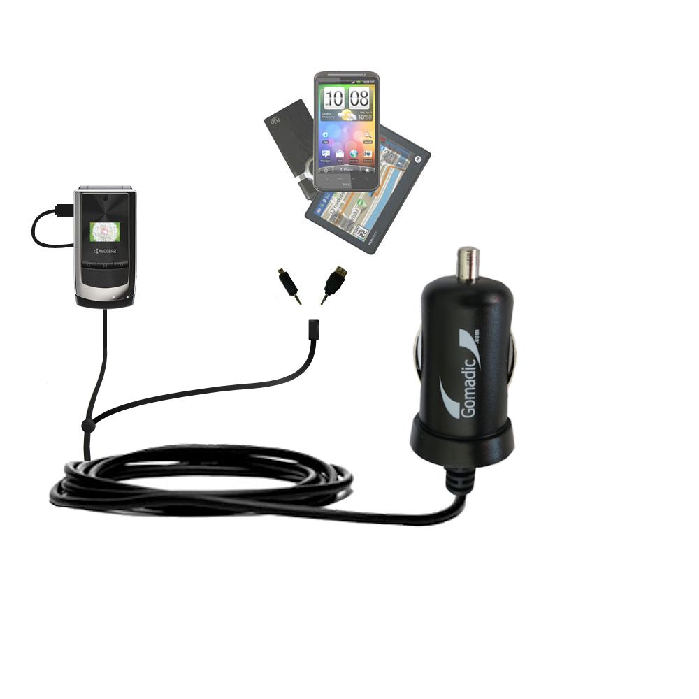 mini Double Car Charger with tips including compatible with the Kyocera E3500