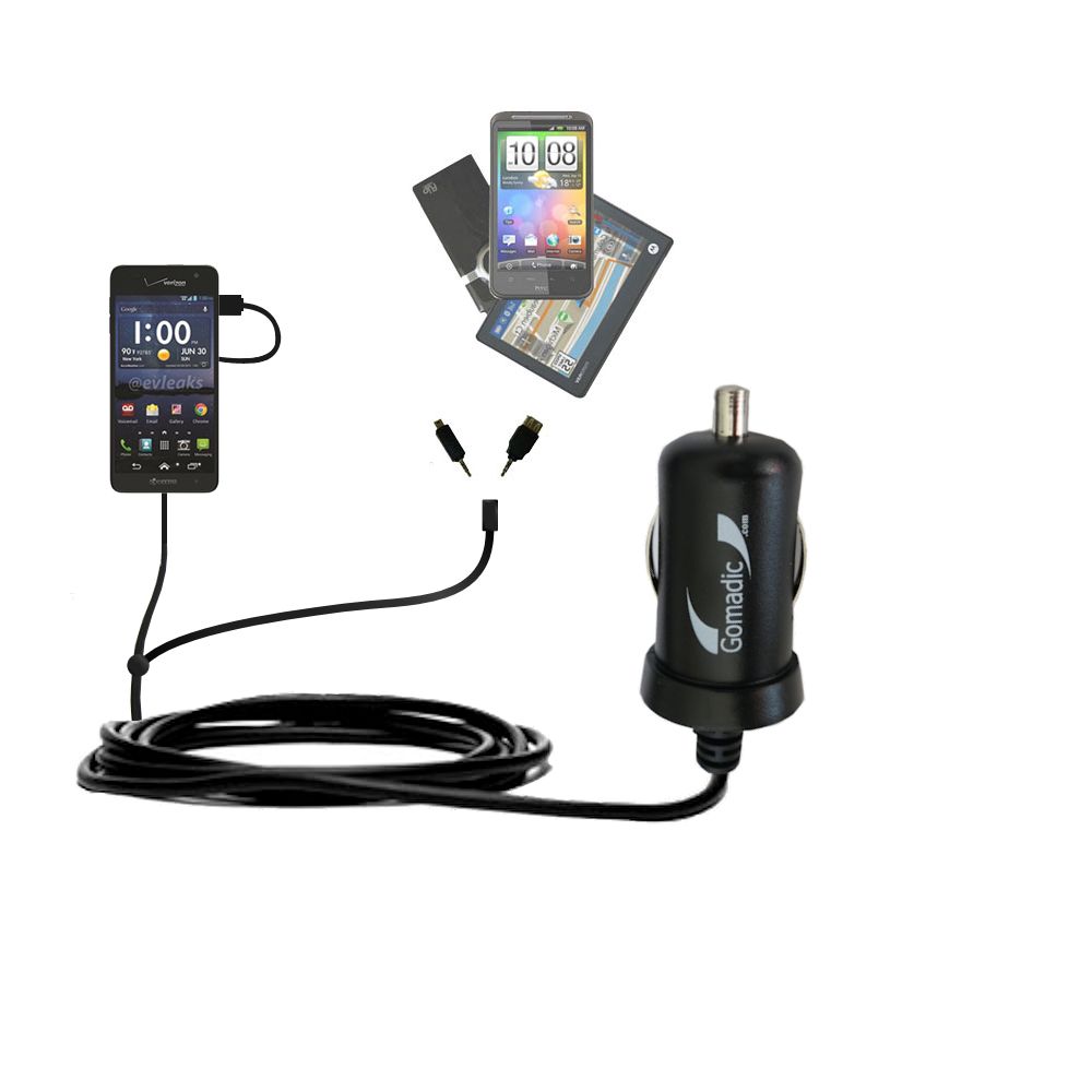 mini Double Car Charger with tips including compatible with the Kyocera Hydro Elite