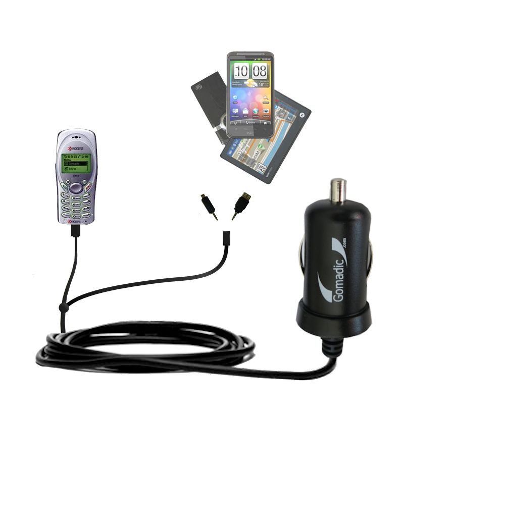 mini Double Car Charger with tips including compatible with the Kyocera K112