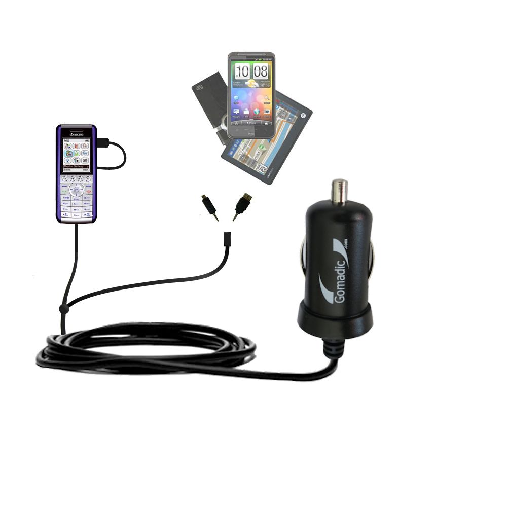 mini Double Car Charger with tips including compatible with the Kyocera K352