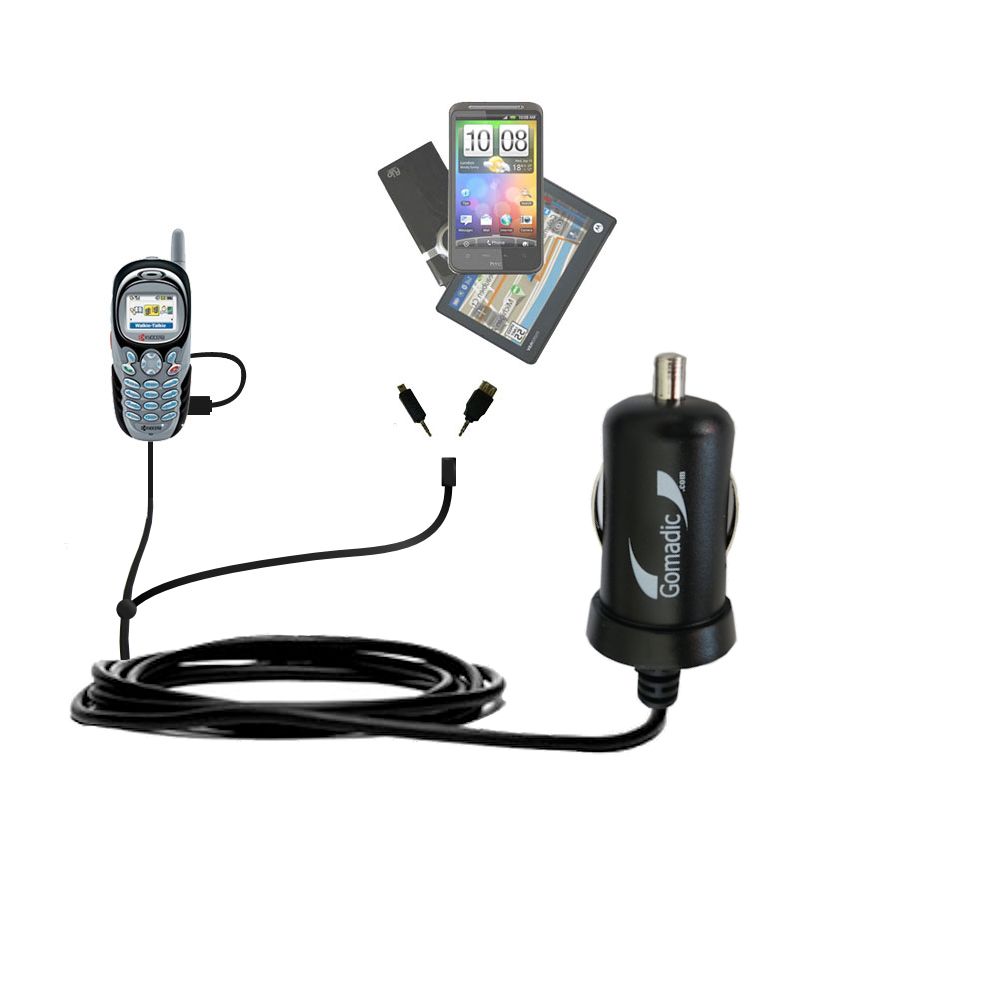 mini Double Car Charger with tips including compatible with the Kyocera KX444