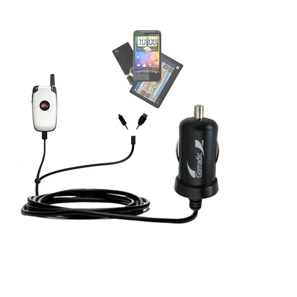 mini Double Car Charger with tips including compatible with the Kyocera KX9D