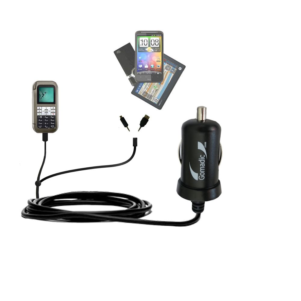 mini Double Car Charger with tips including compatible with the Kyocera Lingo