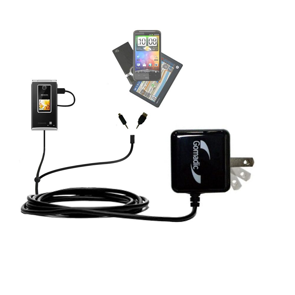 Double Wall Home Charger with tips including compatible with the Kyocera S4000 Mako