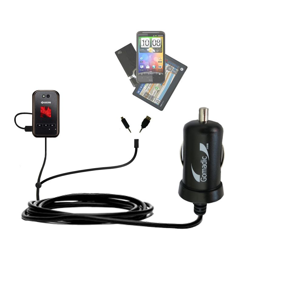 mini Double Car Charger with tips including compatible with the Kyocera Tempo