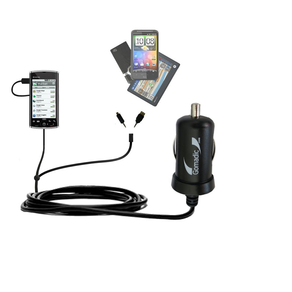 mini Double Car Charger with tips including compatible with the Kyocera Zio M6000