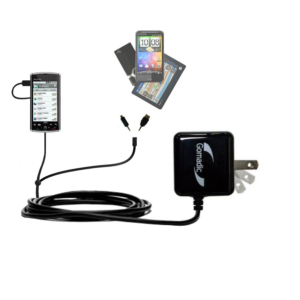 Double Wall Home Charger with tips including compatible with the Kyocera Zio M6000