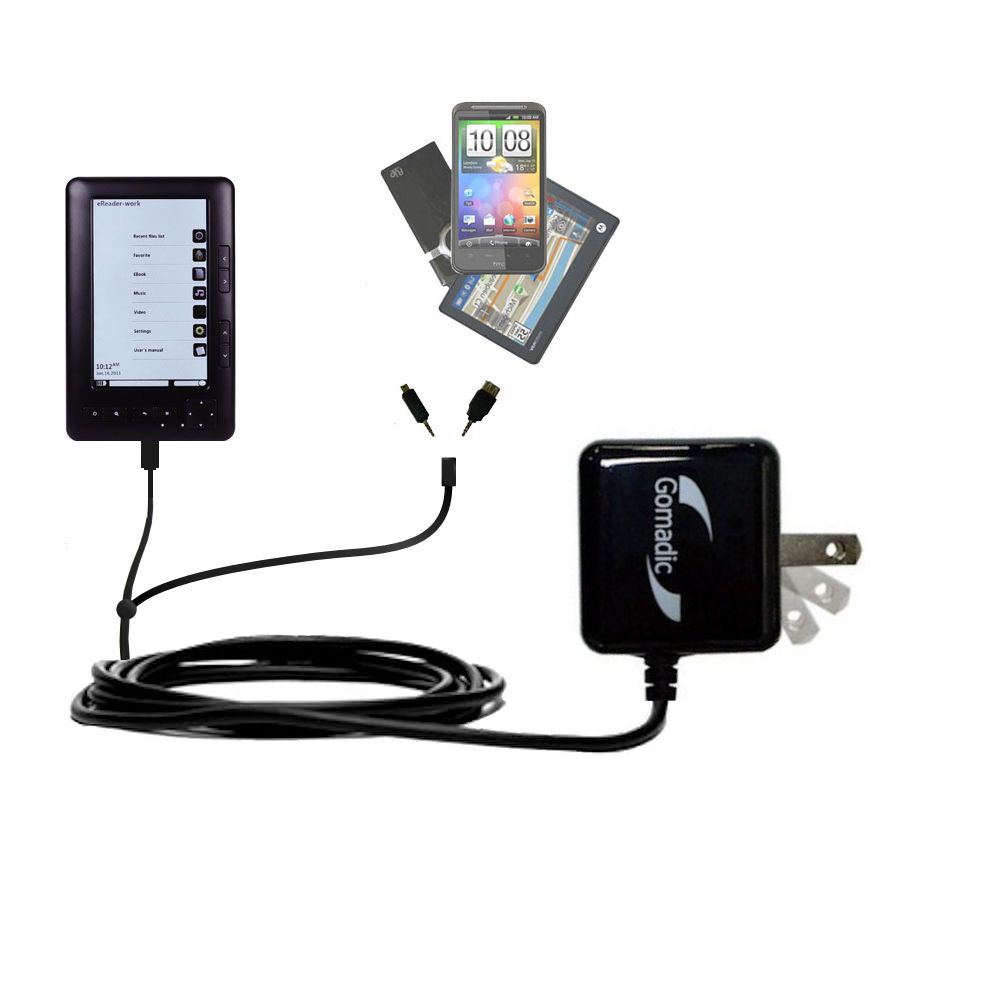 Double Wall Home Charger with tips including compatible with the Laser eBook 5 EB101