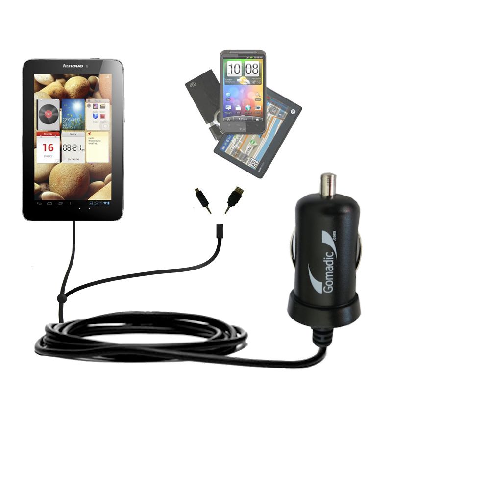 mini Double Car Charger with tips including compatible with the Lenovo IdeaTab A2017 / A2109