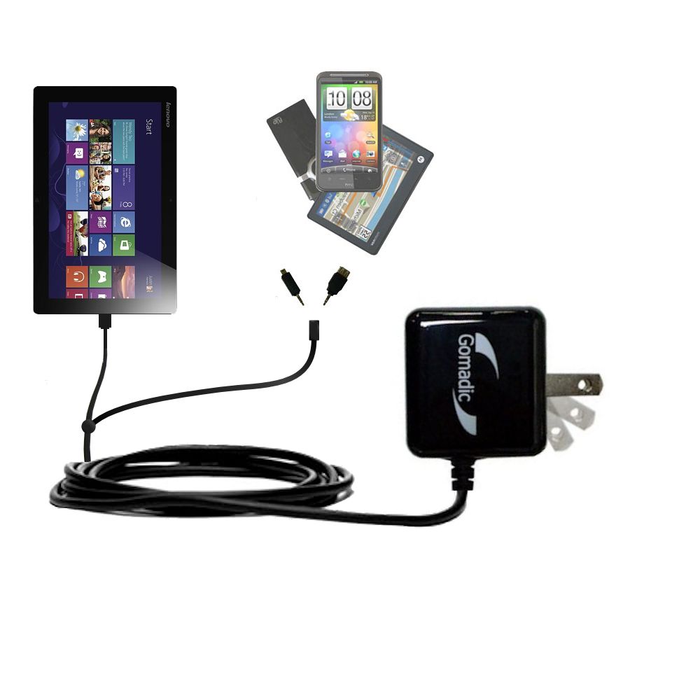 Double Wall Home Charger with tips including compatible with the Lenovo IdeaTab Lynx