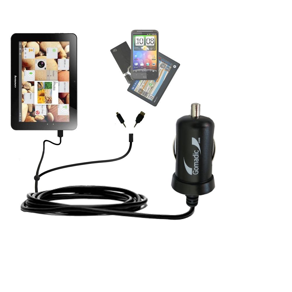 mini Double Car Charger with tips including compatible with the Lenovo IdeaTab S2110