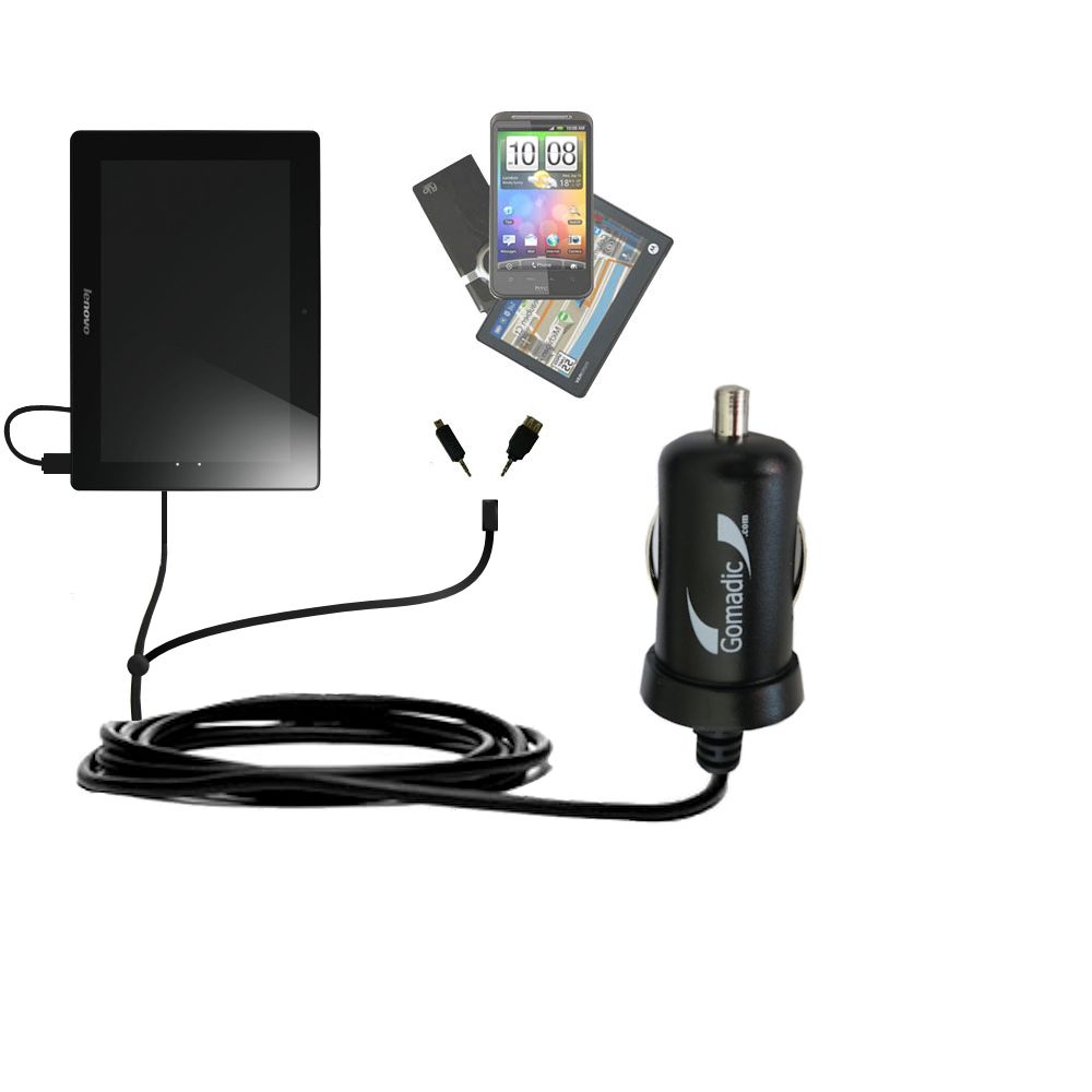 mini Double Car Charger with tips including compatible with the Lenovo IdeaTab S6000