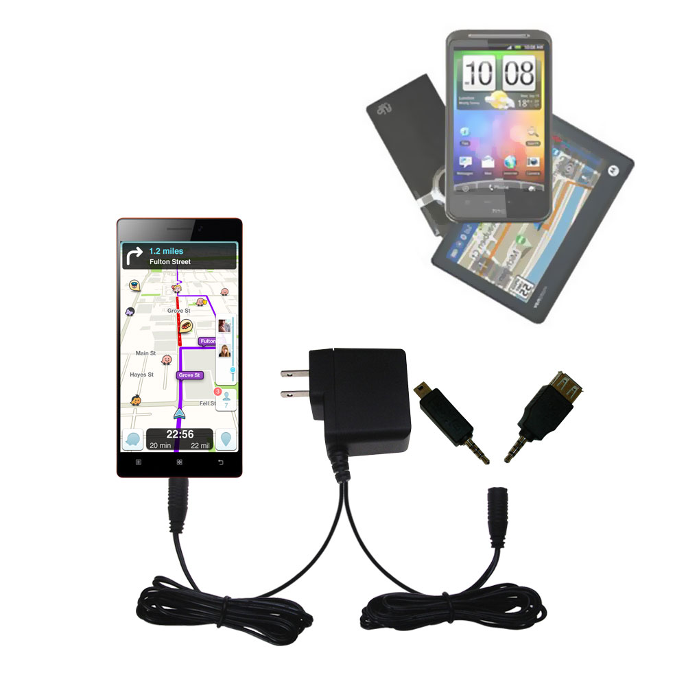 Double Wall Home Charger with tips including compatible with the Lenovo VIBE X2