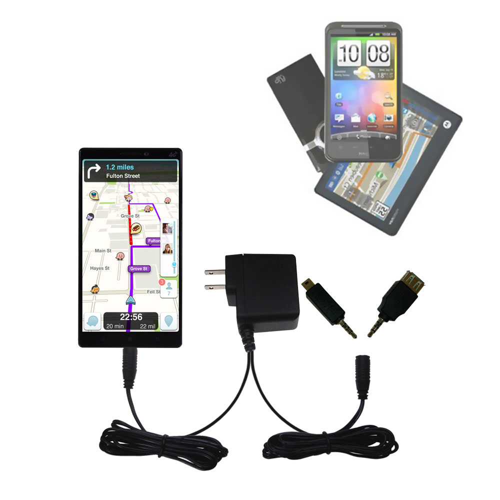 Double Wall Home Charger with tips including compatible with the Lenovo VIBE Z2