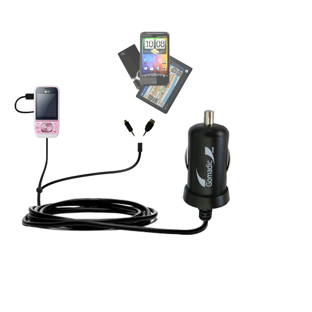 mini Double Car Charger with tips including compatible with the LG  GU280