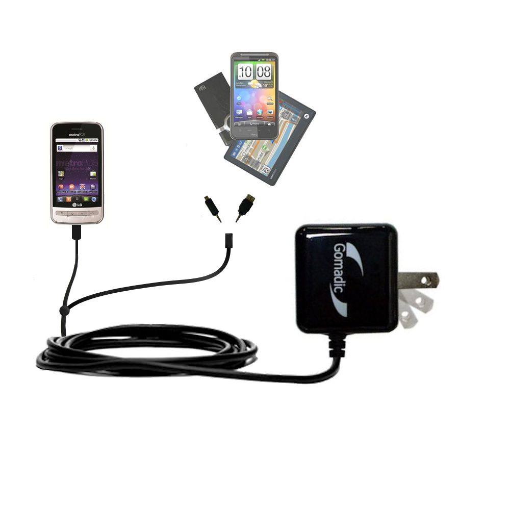 Double Wall Home Charger with tips including compatible with the LG  Optimus M