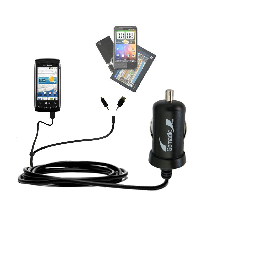 mini Double Car Charger with tips including compatible with the LG Ally