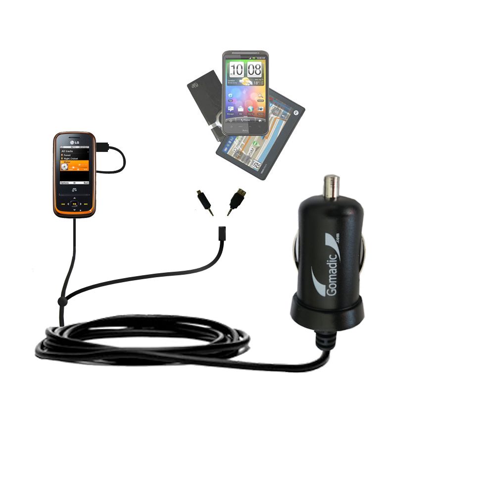 mini Double Car Charger with tips including compatible with the LG Andante