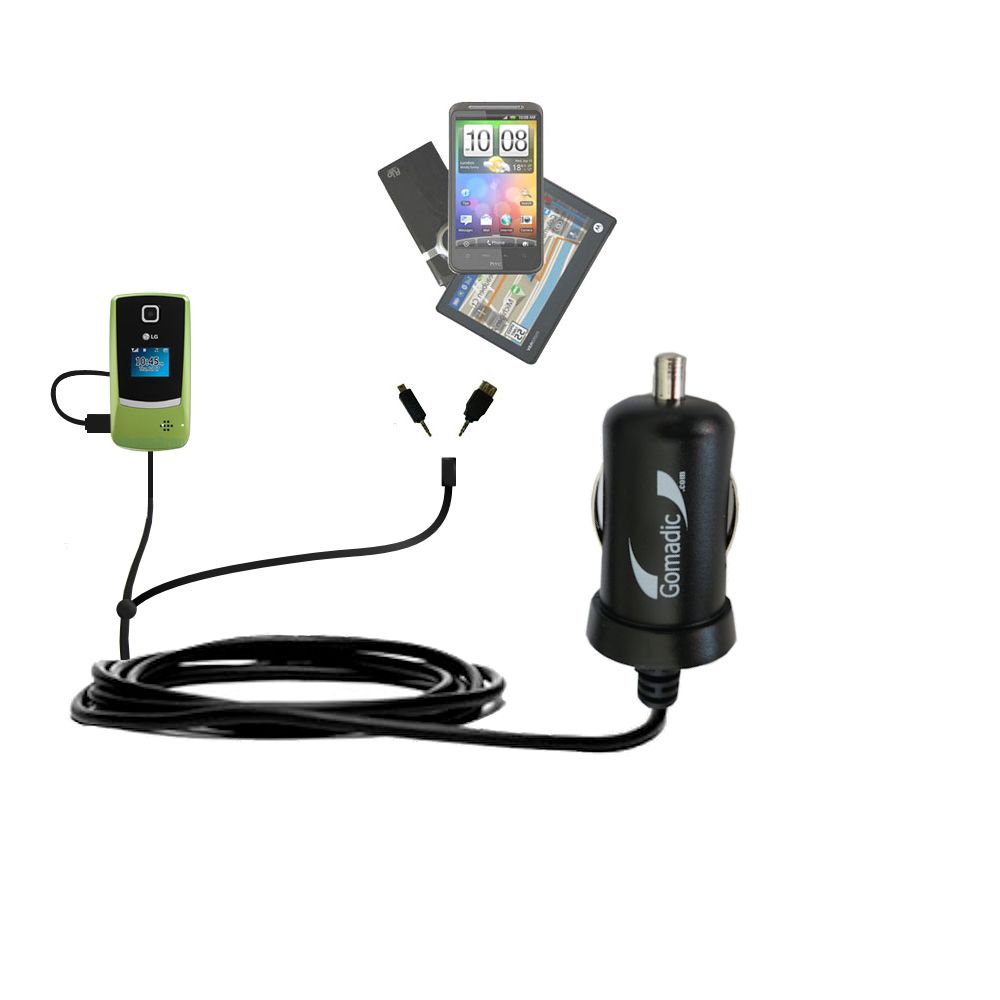 mini Double Car Charger with tips including compatible with the LG AX300