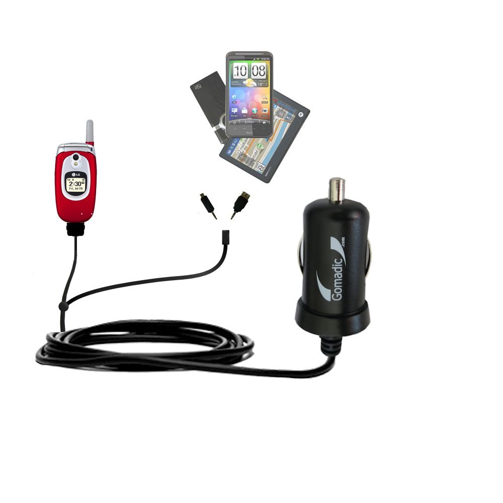 mini Double Car Charger with tips including compatible with the LG AX5000