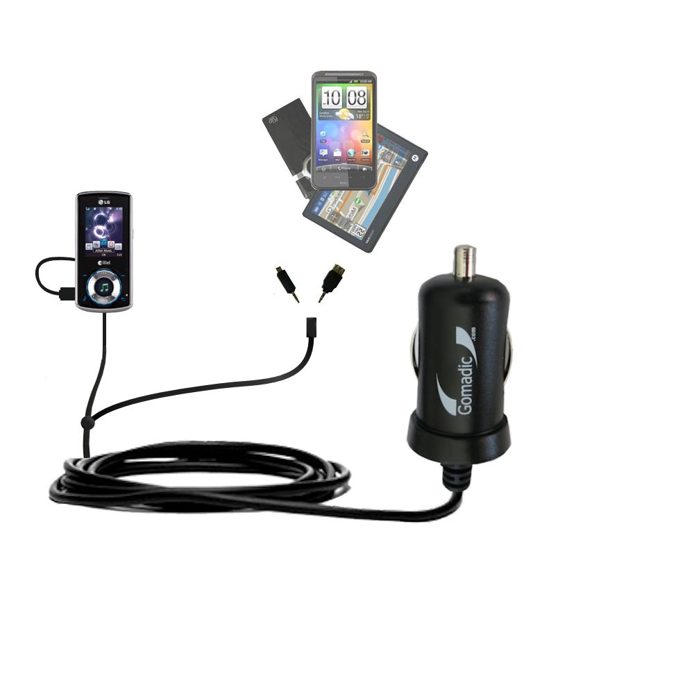 mini Double Car Charger with tips including compatible with the LG AX585