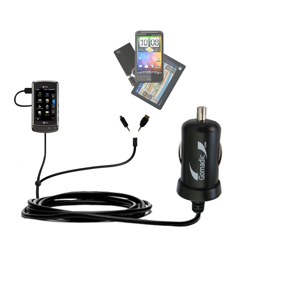 mini Double Car Charger with tips including compatible with the LG AX830