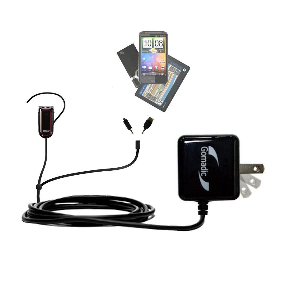 Double Wall Home Charger with tips including compatible with the LG Bluetooth Headset HBM-730