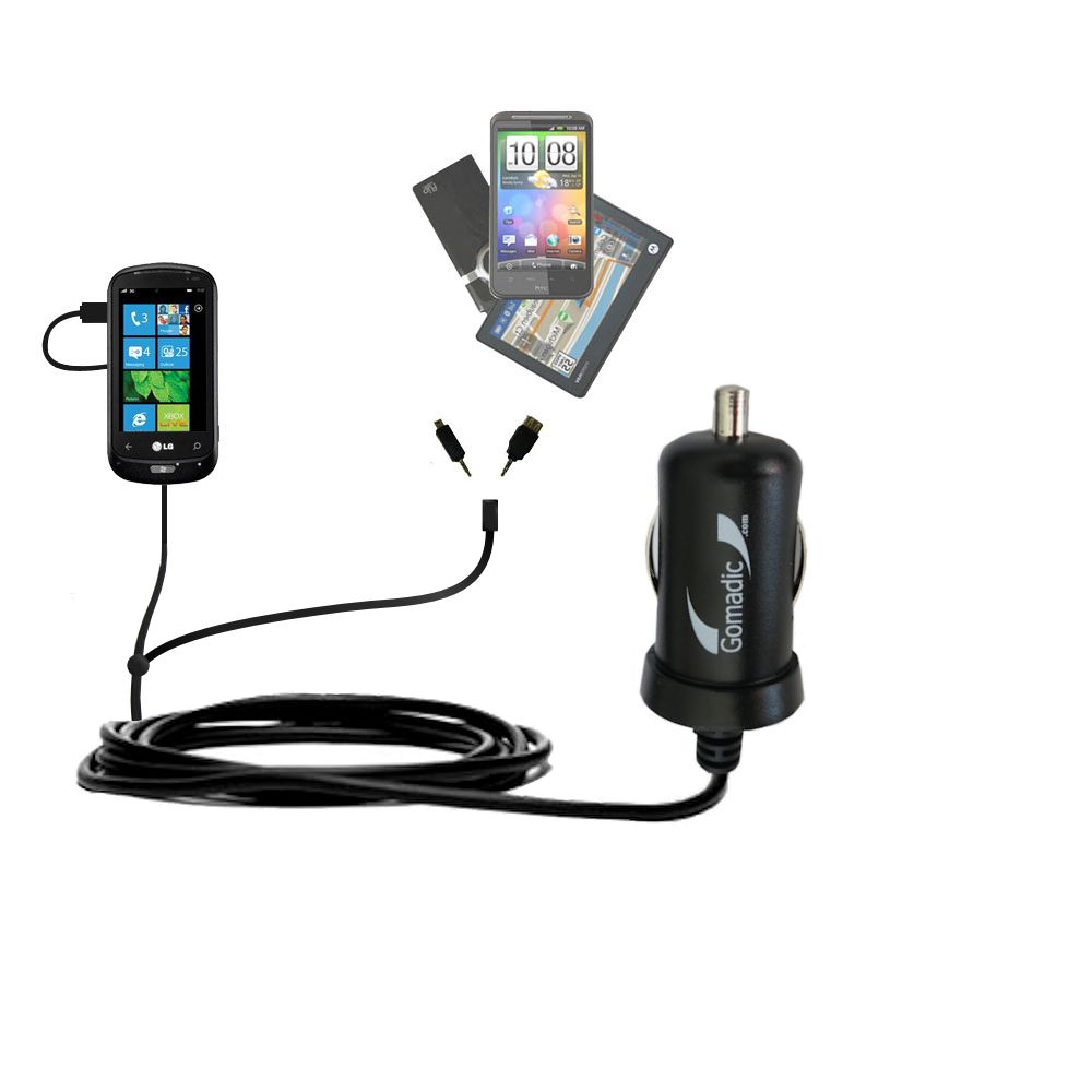 mini Double Car Charger with tips including compatible with the LG C900