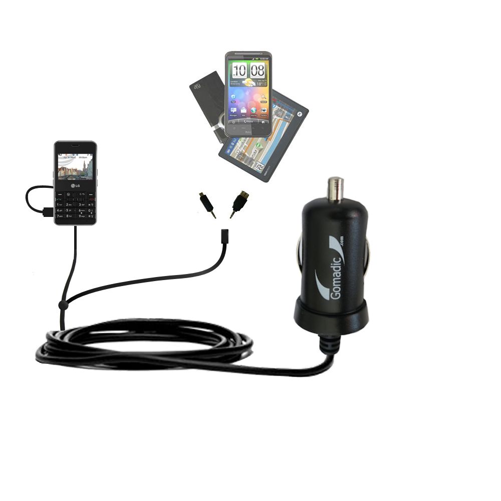 mini Double Car Charger with tips including compatible with the LG CB630