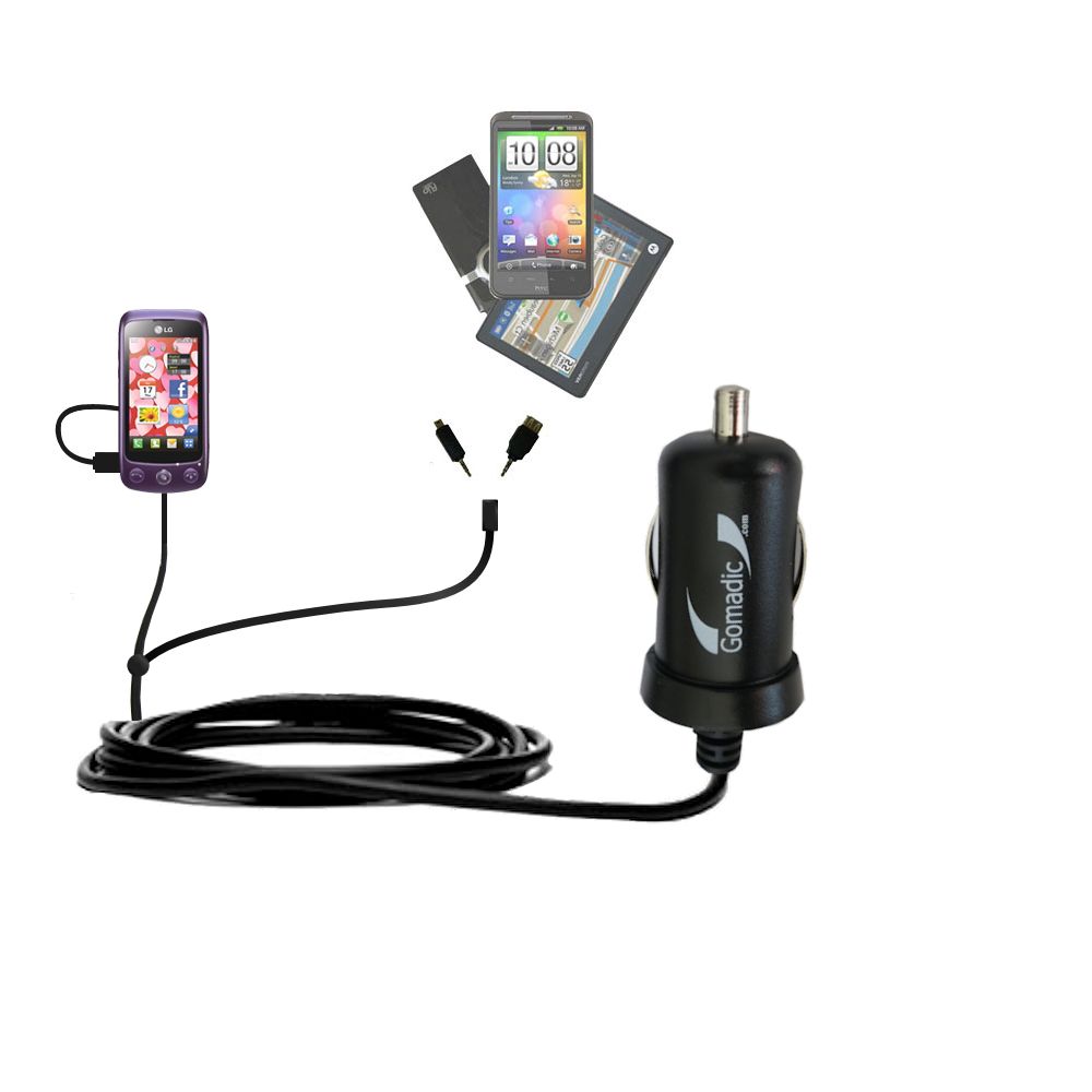 mini Double Car Charger with tips including compatible with the LG Cookie Plus