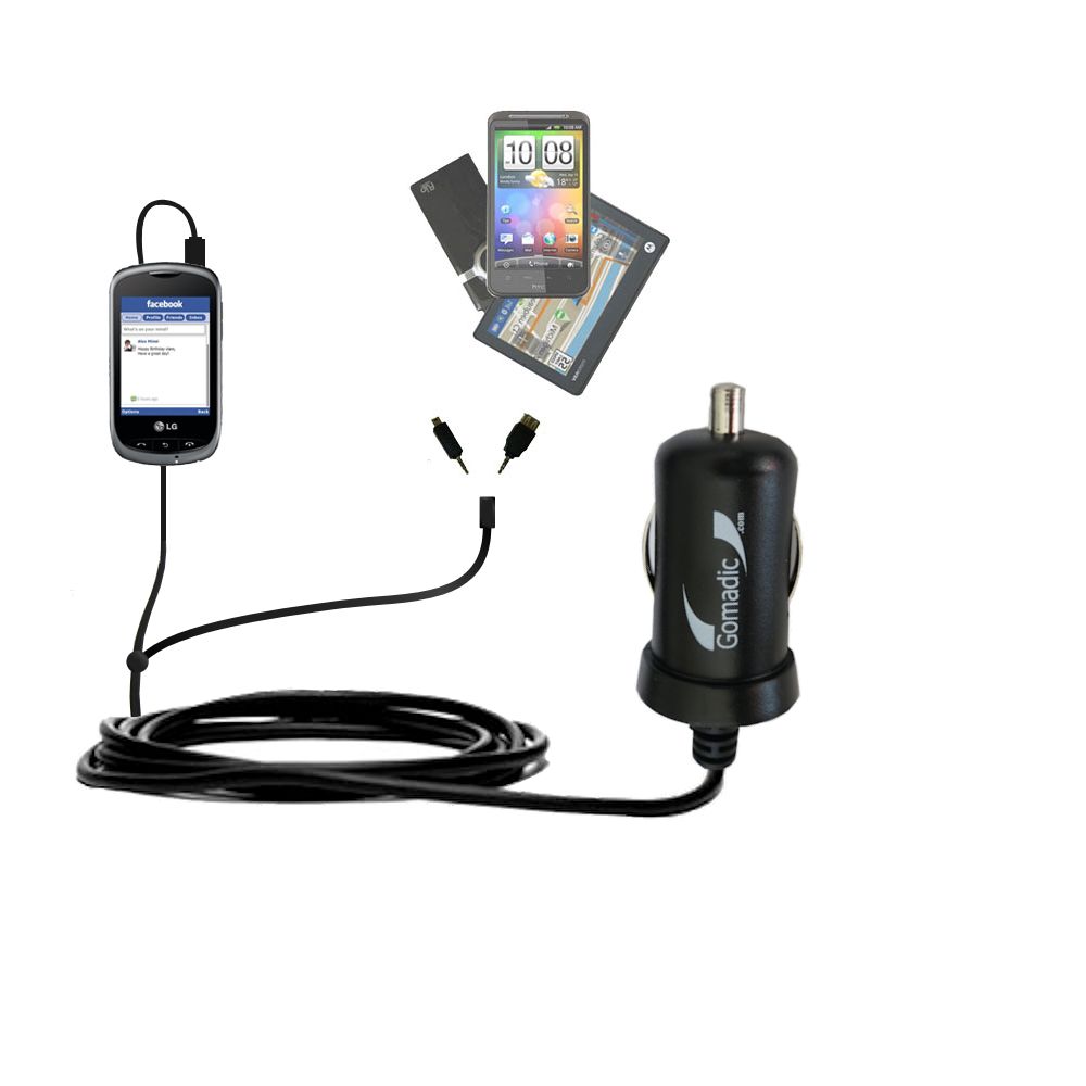 mini Double Car Charger with tips including compatible with the LG Cookie Style