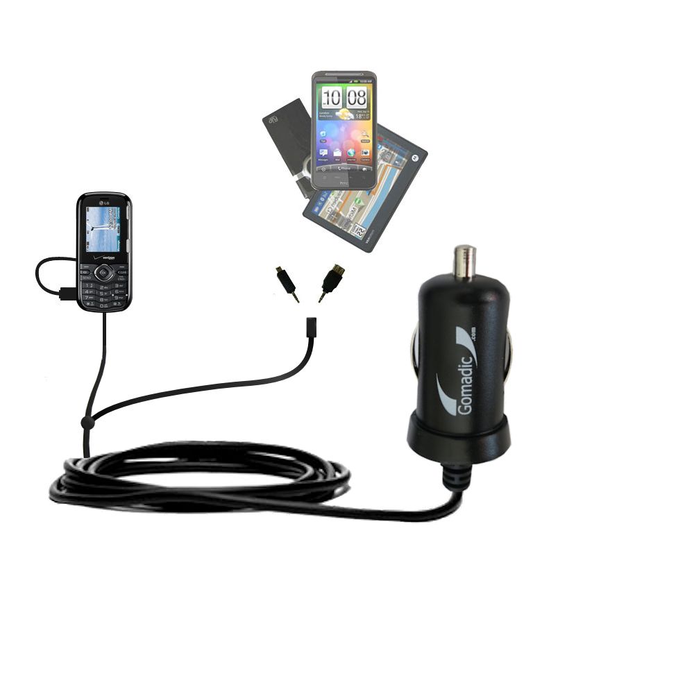 mini Double Car Charger with tips including compatible with the LG DARE
