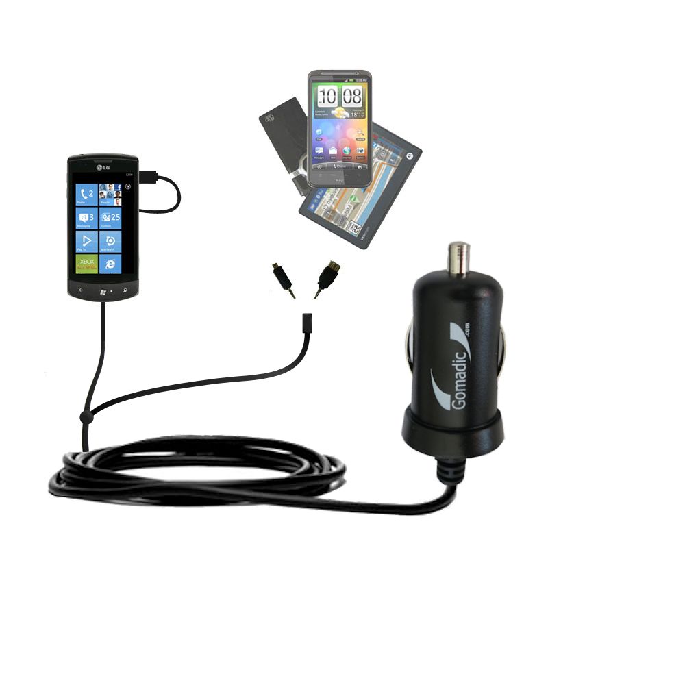 mini Double Car Charger with tips including compatible with the LG E900h