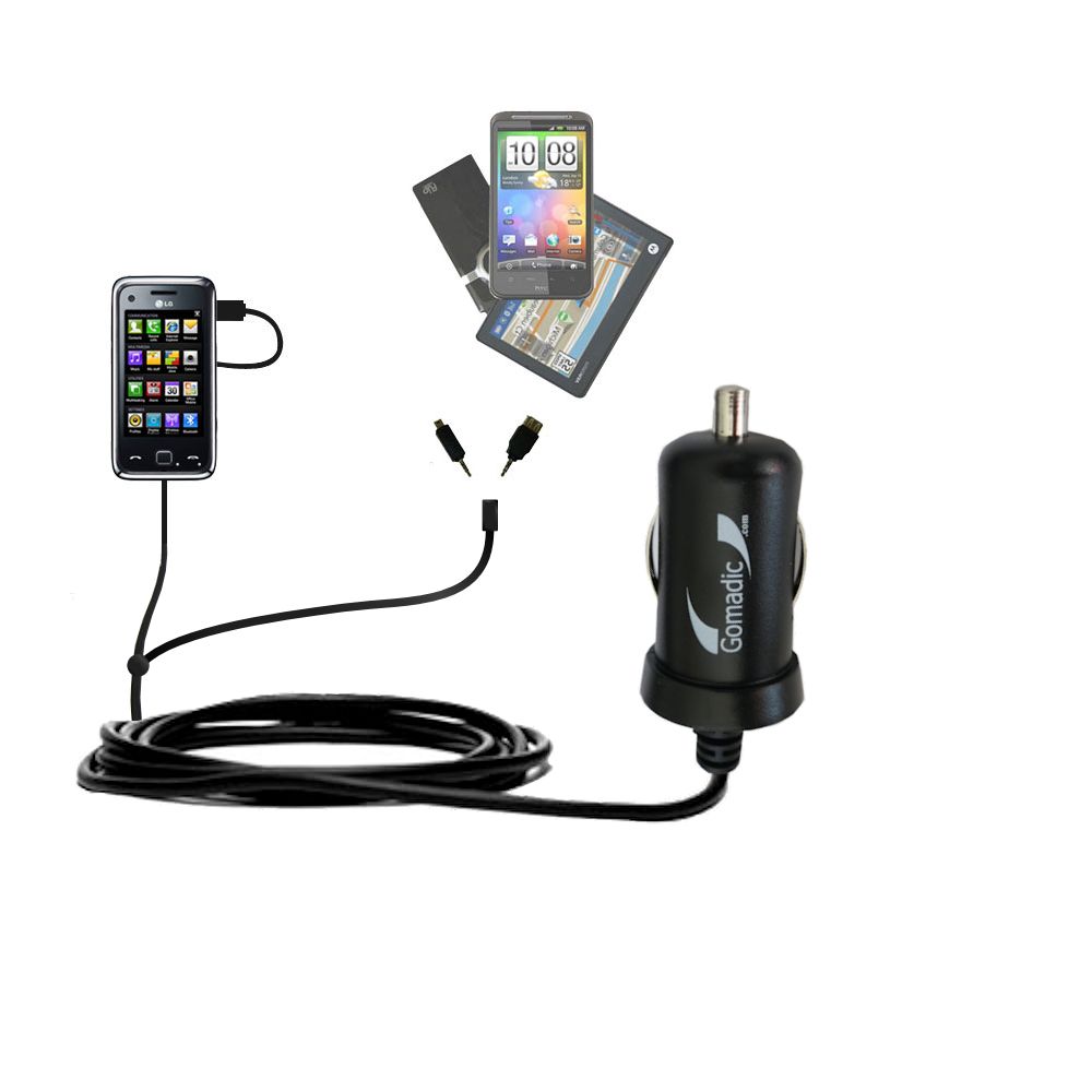 mini Double Car Charger with tips including compatible with the LG Eigen