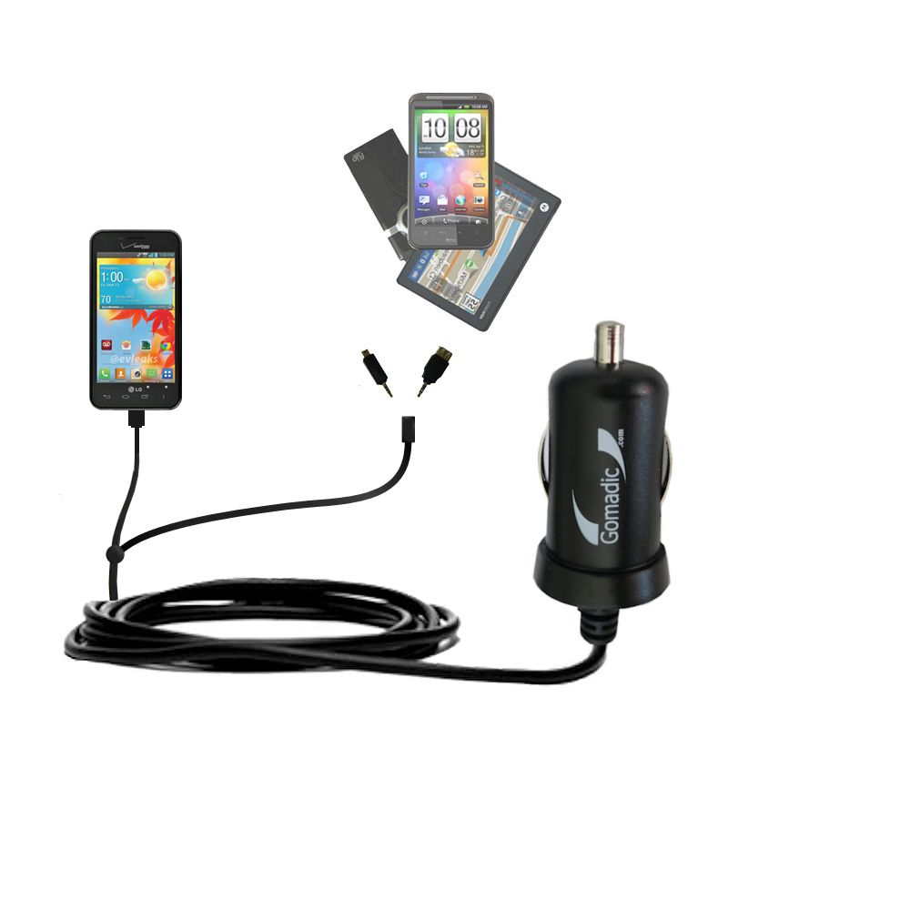 mini Double Car Charger with tips including compatible with the LG Enact