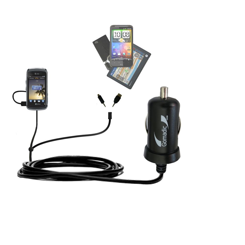 mini Double Car Charger with tips including compatible with the LG Encore