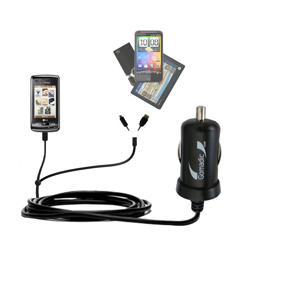 mini Double Car Charger with tips including compatible with the LG enV Touch