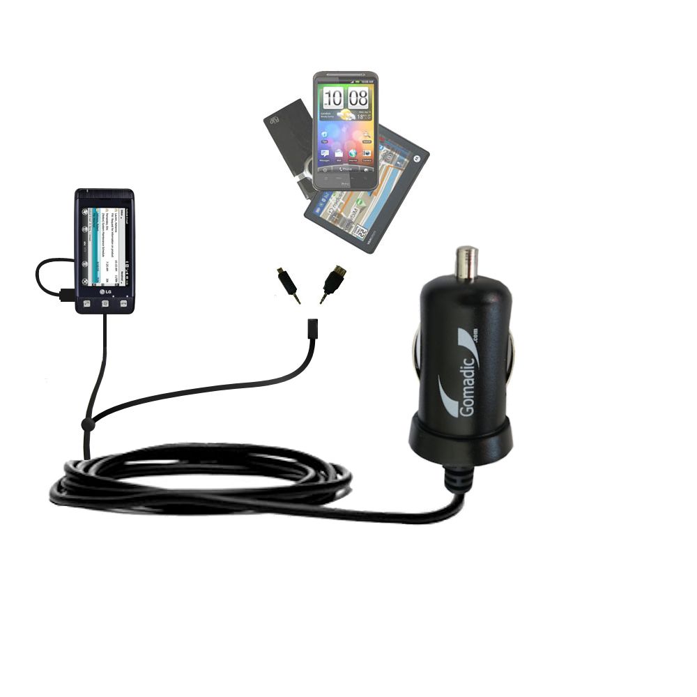 mini Double Car Charger with tips including compatible with the LG Fathom