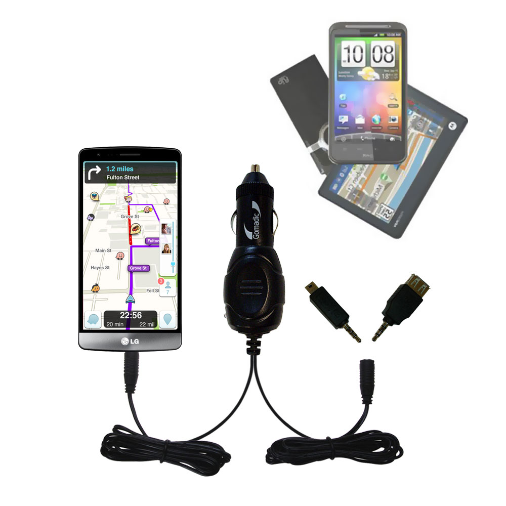 mini Double Car Charger with tips including compatible with the LG G3 Stylus