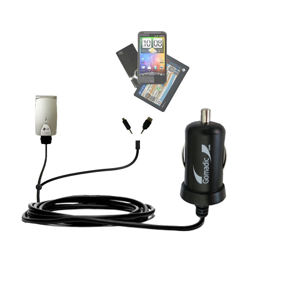 mini Double Car Charger with tips including compatible with the LG G4010