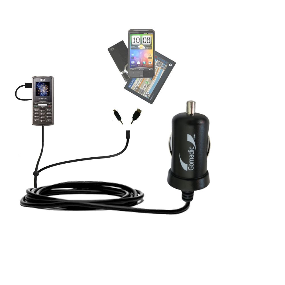 mini Double Car Charger with tips including compatible with the LG GB110 GB130