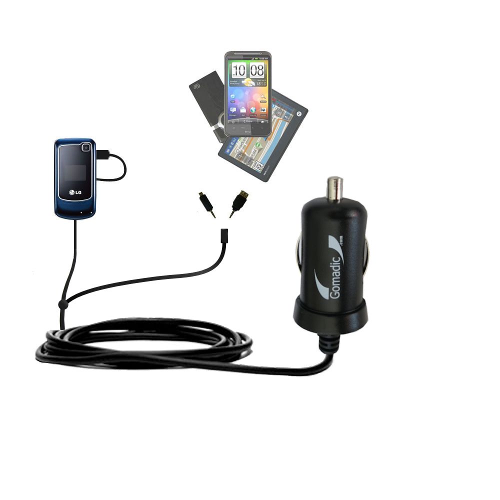 mini Double Car Charger with tips including compatible with the LG GB250