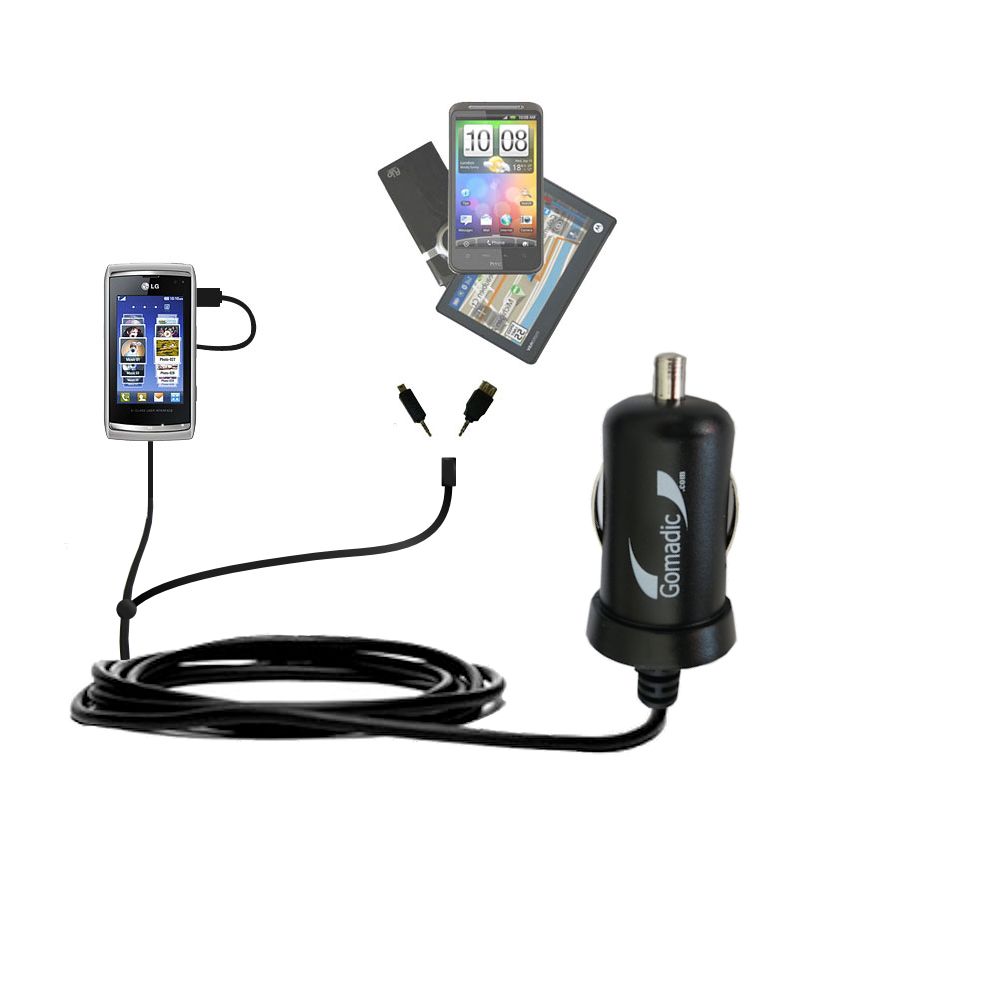mini Double Car Charger with tips including compatible with the LG GC900 Viewty Smart